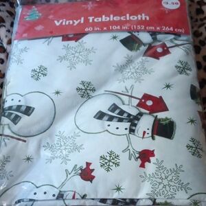Festive Snowman Vinyl Tablecloth